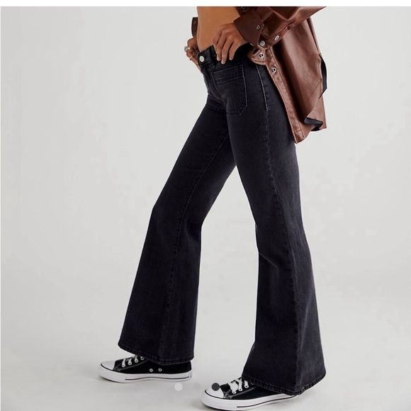 ROLLA’S Low Rise Sailor Flare Jeans Black size 32 Free People - Picture 2 of 9